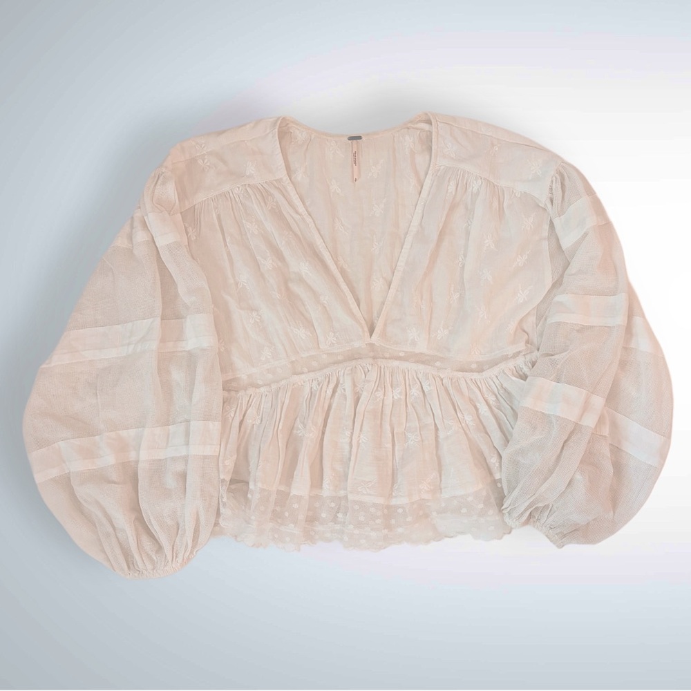 Free People White Nostalgic Feels Blouse, Size S - Picture 6 of 7